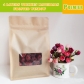 5 pcs Matt Finished Surface Stand up Zipper Kraft Paper Quad Sealed Bags for Nuts with Window